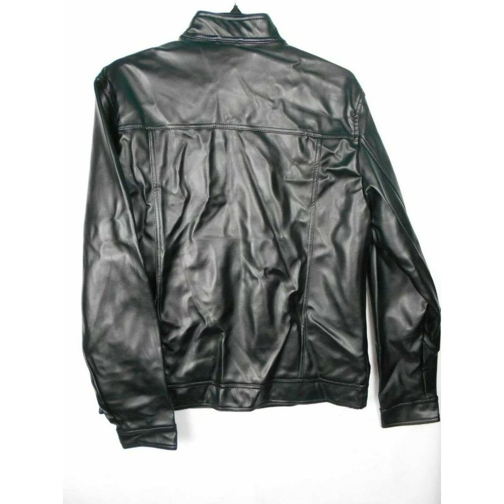 **R ROSSO BLACK & GOLD** Men's Black Leather Jacket Size 2XL New W/Tags - Picture 6 of 11